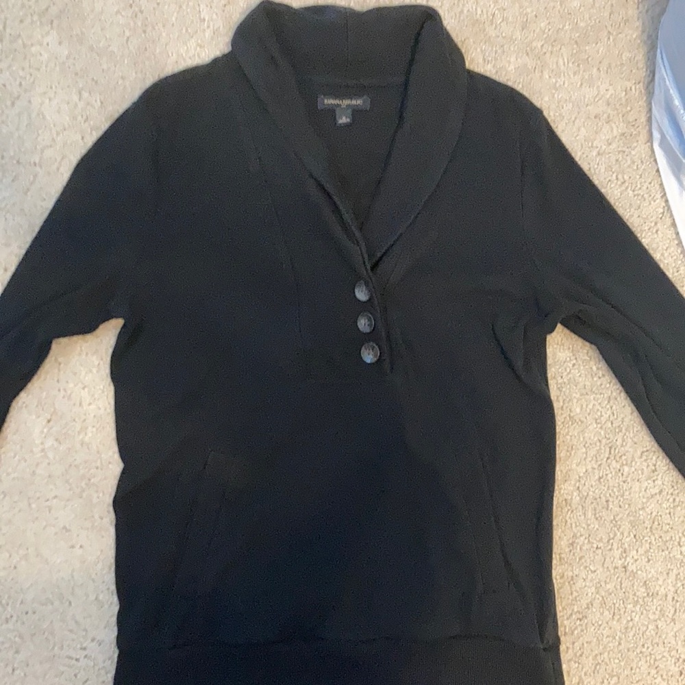 Banana republic size medium black Cotten sweater with three buttons.